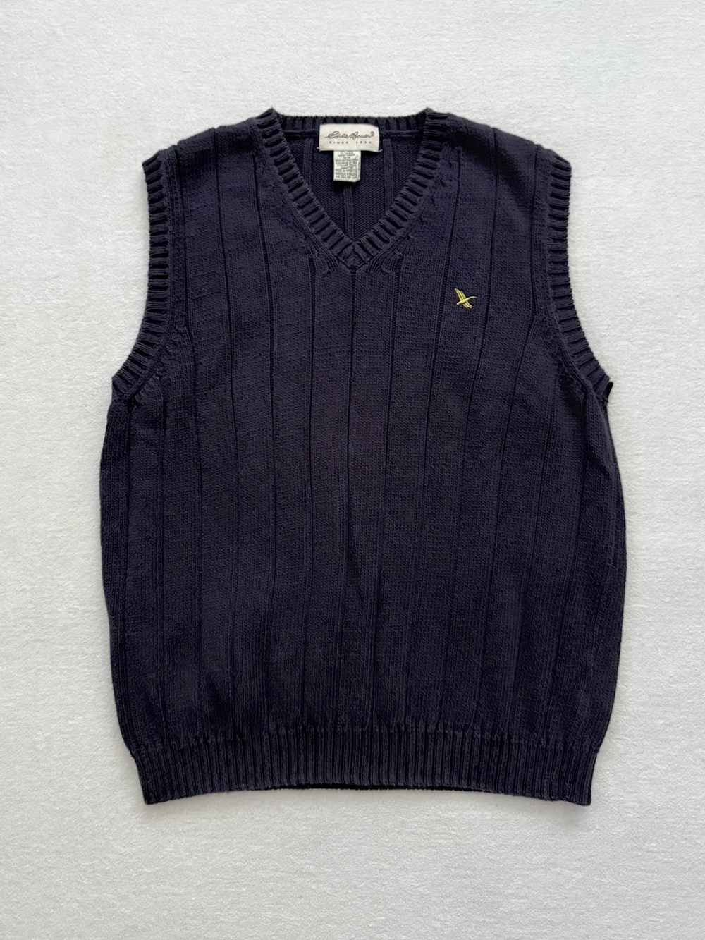 Eddie Bauer Cotton V-Neck Sweater Vest Navy Men’s Size M Golf Preppy